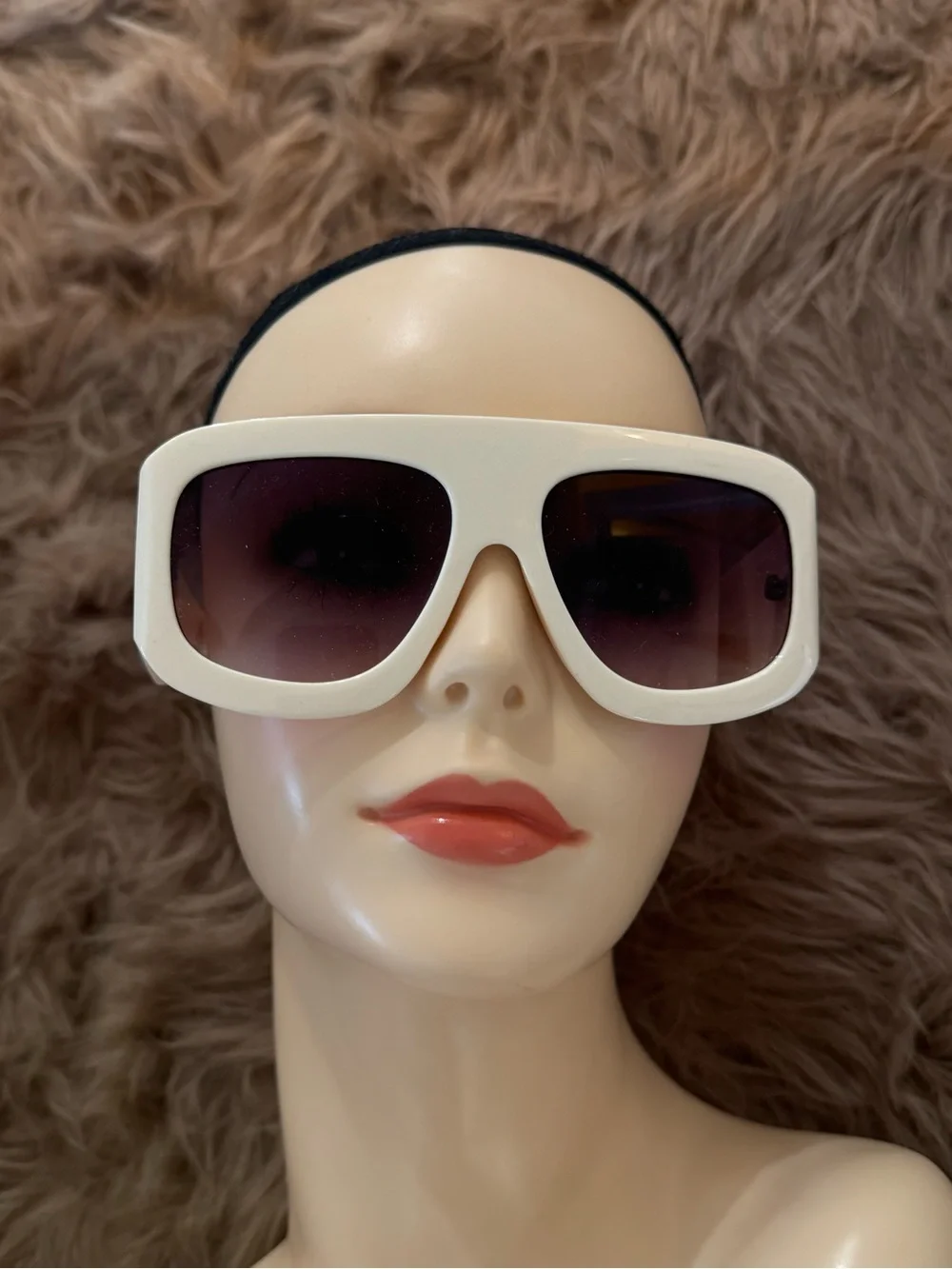 Futuristic sunglasses cream white